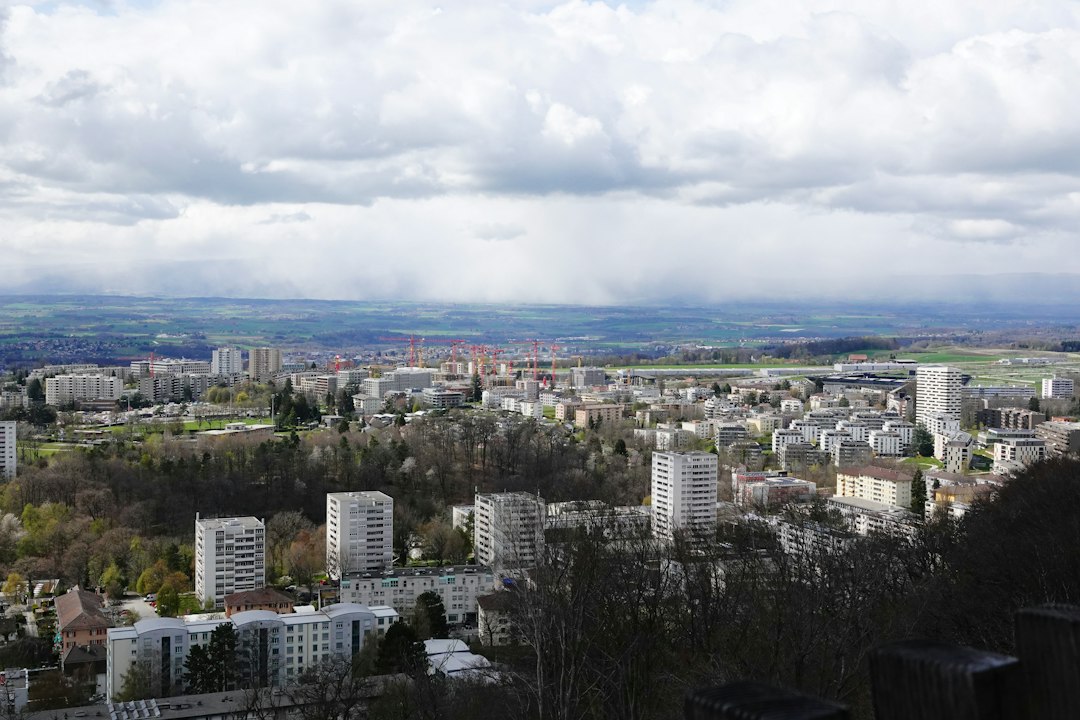 Vue de Lausanne et de ses environs depuis la tour de Sauvabelin